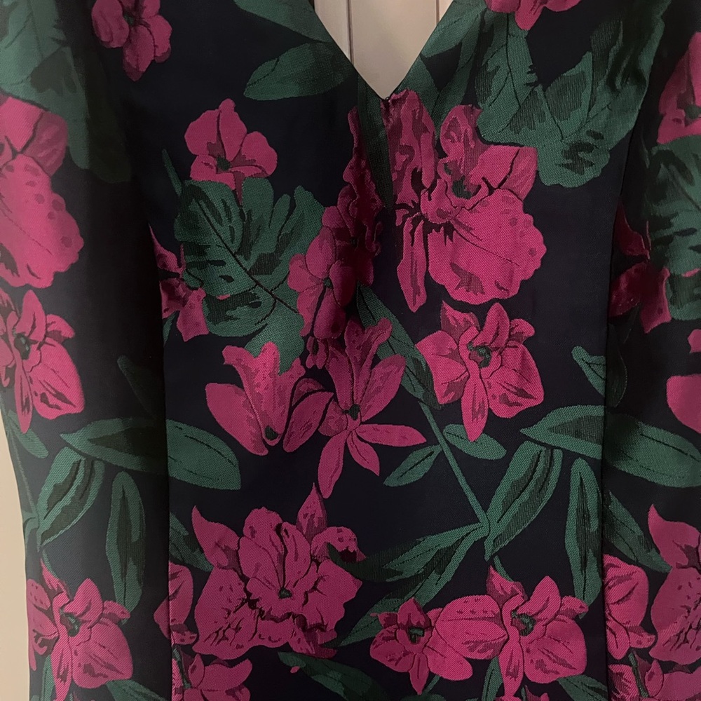 Lulu's Navy Dress with Pink and Green Floral Design - Picture 3 of 4